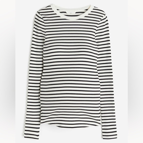 H&M Tops - H&M Maternity Long Sleeve Striped Ribbed Tee Size Small